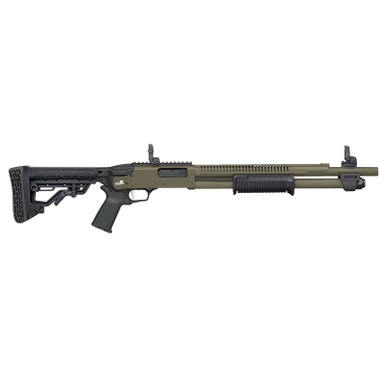 Mossberg 50759 590R 12 Gauge Pump 3" 6+1 18.50" OD Green Cerakote Heat Shield Barrel, OD Green Cerakote Steel Receiver, AR Mil-Spec Adjustable Black Synthetic Stock, Black Polymer Magpul Grip