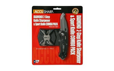 AccuSharp Sport Diamond, Diamond Two Step & Black Sport Knife Combo, Plain Edge, Aluminum, Black