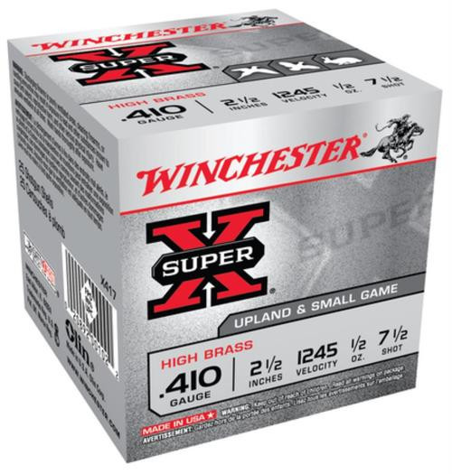 Winchester 5 Super-X High Brass 410 Ga, 2.5", 1/2oz, 7.5 Shot, 25rd Box