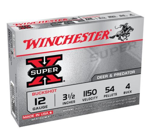 Winchester Super-X Buckshot 12 Ga, 3.5", 54 Pellets, 4 Buck Shot, 5rd Box