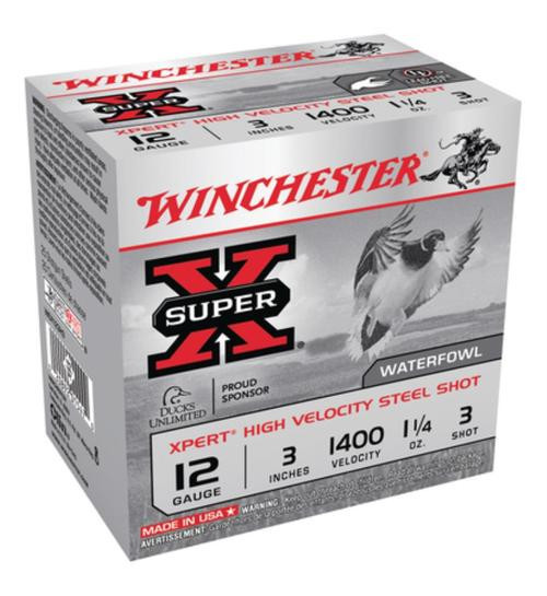 Winchester Expert Hi-Velocity 12 Ga, 3", 1-1/4oz, 3 Shot, 25rd Box