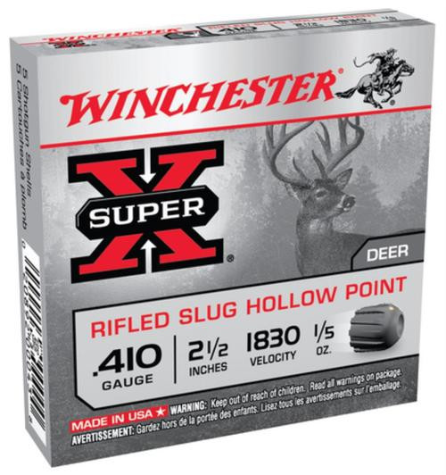 Winchester Super-X Value Pack .410 Ga, 2.5", 1830 FPS, .2oz, Rifled Slug, Hollow Point, 15rd Box