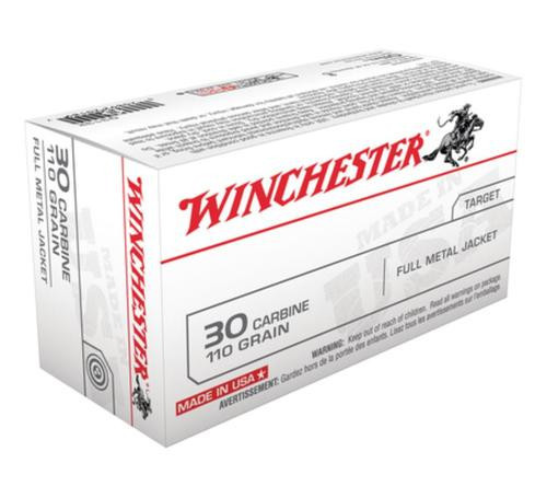 Winchester 30 Carbine Full Metal Case 110GR, 50rd Box