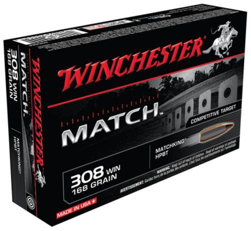 Winchester Boattail Match .308 Winchester 168gr, Sierra MatchKing Boattail Hollow Point 20rd Box