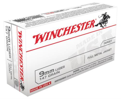 Winchester 9mm 147gr, Truncated Cone Full Metal Case, 50rd Box