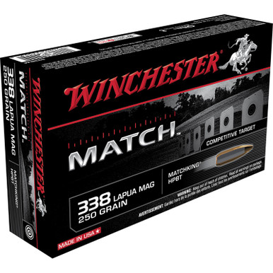 Winchester Ammo S338LM Match 338LapuaMag 250gr Sierra MatchKing BTHP 20 Per Box/10 Case
