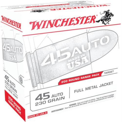 Winchester Target Range Bulk Pack 45 ACP 230gr, Full Metal Jacket, 200rd Pack