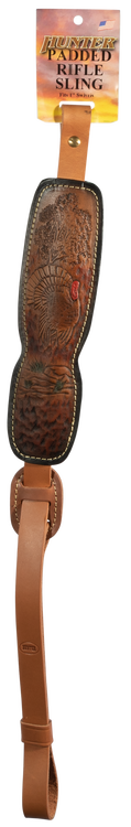 Hunter Cobra Trophy Custom Sling with Turkey Engraving 1" Swivel, Leather Brown