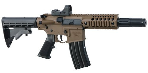 Crosman, BM MPW Red Dot, Air Rifle, BB, 430 Feet Per Second, Black / Flat Dark Earth, Adjustable Butt Stock, Full Auto BB Rifle, 25Rd