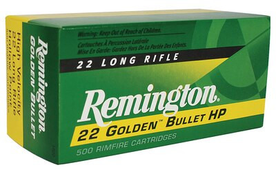Remington Golden 22 LR 36gr, Plated Hollow Point, 500/Brick