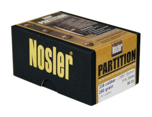Nosler Partition Spitzer 338 Caliber .338 250gr, 50 Per Box,NOT AMMO THESE ARE RELOADING BULLETS