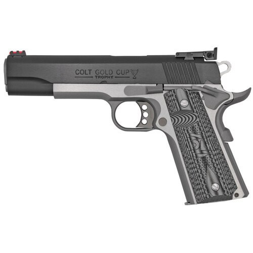 Colt's Manufacturing Gold Cup Lite, 1911, Full Size, 38 Super, 5" Barrel, Two-tone Finish, G10 Grips, Fiber Optic Front and Adjustable Rear Sights, 9rd, 1 Magazine