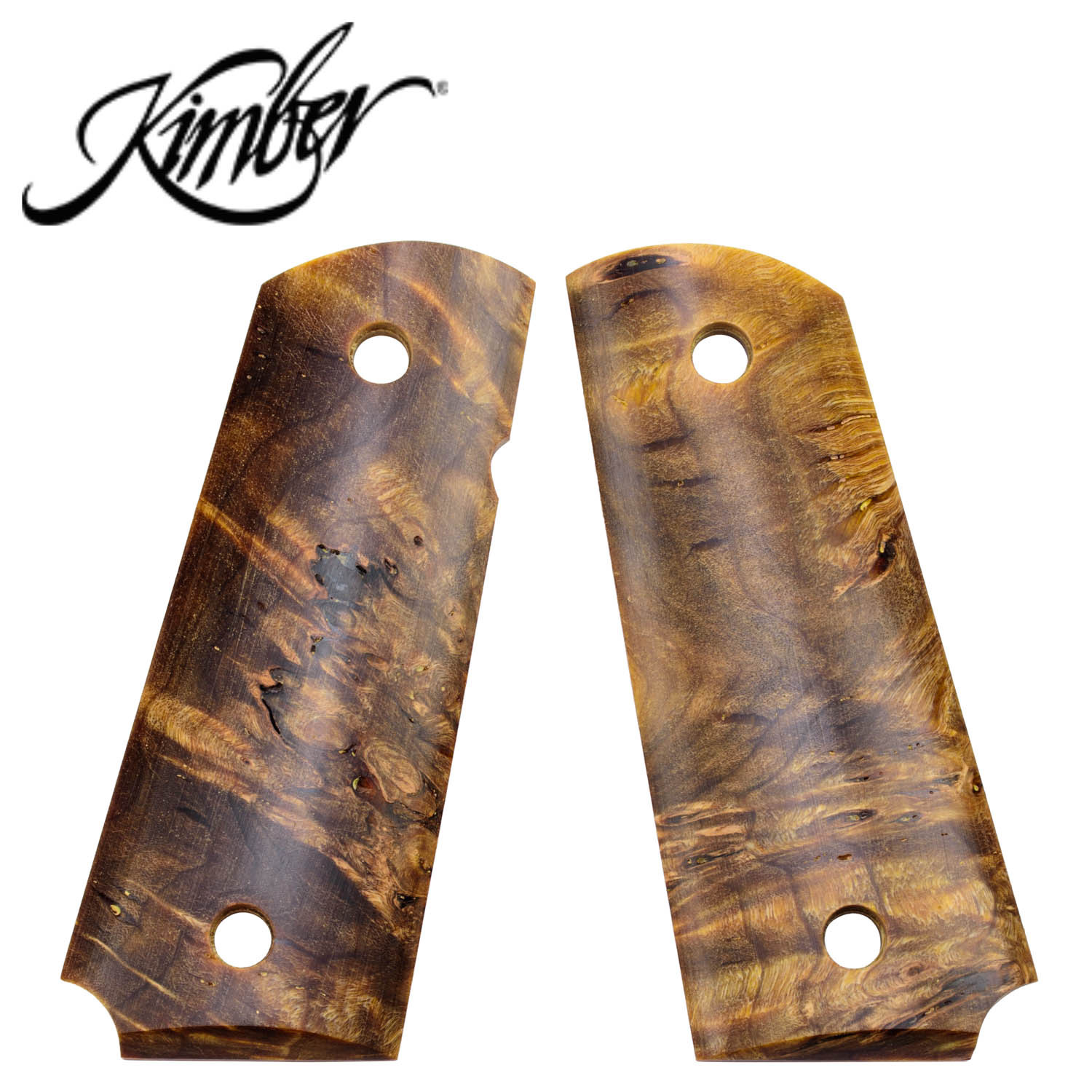 Kimber 1911 Compact Exhibition Grade Burlwood Yellow Poplar Grips