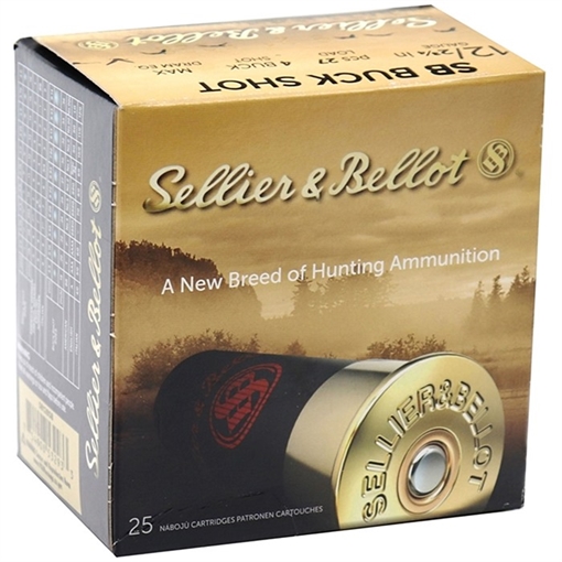 Sellier & Bellot BUCK SHOT 12 GAUGE 2-3/4'' 1-1/4OZ #4 SHOT 25/BOX SB12BSB
