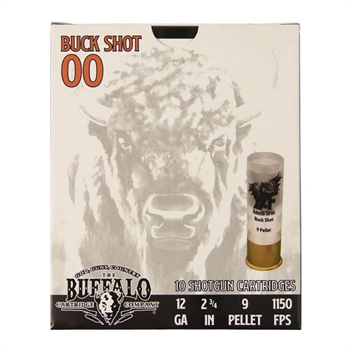 The Buffalo Cartridge Company 12 GAUGE 2-3/4'' 9 PELLET 00 BUCK SHOT 10/BOX BCC2004Z