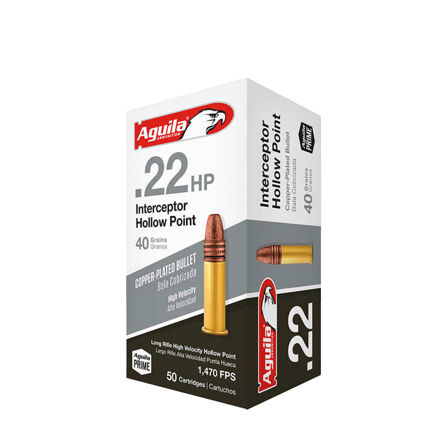 Aguila Interceptor, 22 LR High Velocity Ammunition, 40gr. Hollow Point, 50 Round Box