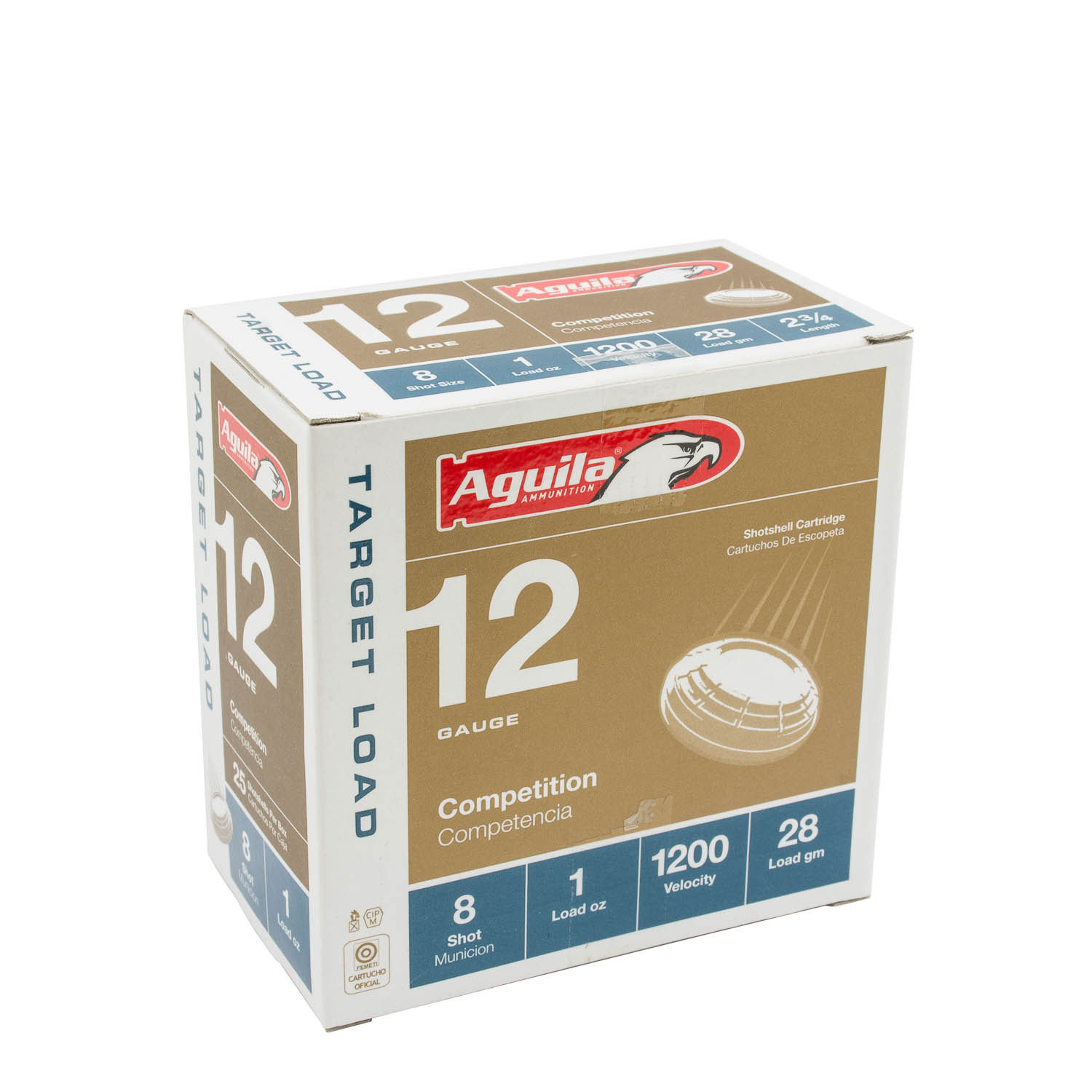 Aguila Target Load 12ga. 2-3/4" 1oz. #8 Lead Shot Ammunition, 25 Round Box