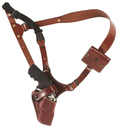 Galco Great Alaskan Shoulder System. Will Fit Most Large & Medium Framed Double-Action Revolvers With 4 Barrels Including S&W N & L Frames. Tan Right Handed