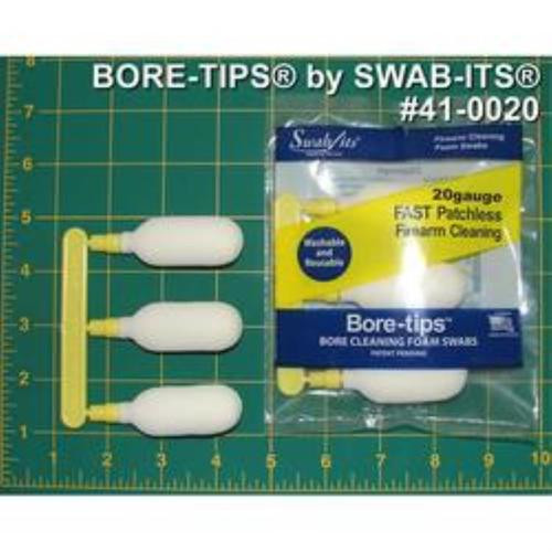 Bore-Tips Plastic Foam Over Plastic Core Cleaning Tips 20 Ga 3 Per Package