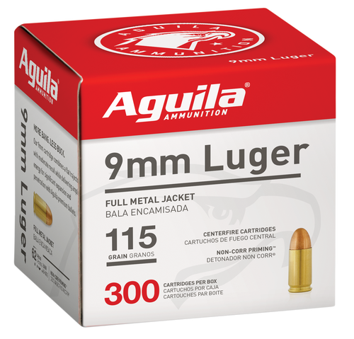 Aguila 9mm 115gr Full Metal Jacket 300 Per Box/4 Case