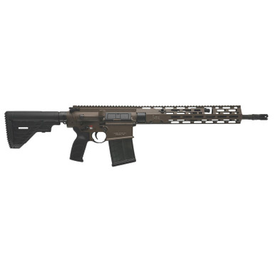 HK 81001206 MR762 A4 7.62x51mm 10+1 16.50" Black Threaded Barrel, Patriot Brown Picatinny Rail Receiver, M-LOK Handguard, 6 Position Black Synthetic Stock, Black Finger Grooved Grip, Ambidextrous