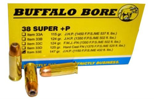 Buffalo Bore 38 Super +P JHP 147gr, 20rd Box