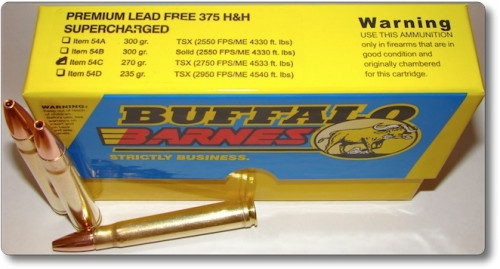 Buffalo Bore Ammo Supercharged 375 H&H Mag Barnes TSX 270gr 20Box/12Case