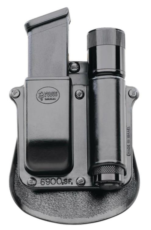 Fobus Paddle Pouch, Fits Any 1" Diameter Flashlight, Glock, H&K 9/40 Mags, Right Hand, Kydex, Black