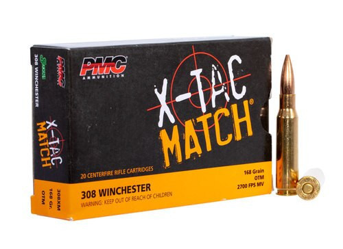 PMC XTAC Match, 308 Win, 168gr, Open Tip Match, 20rd Box