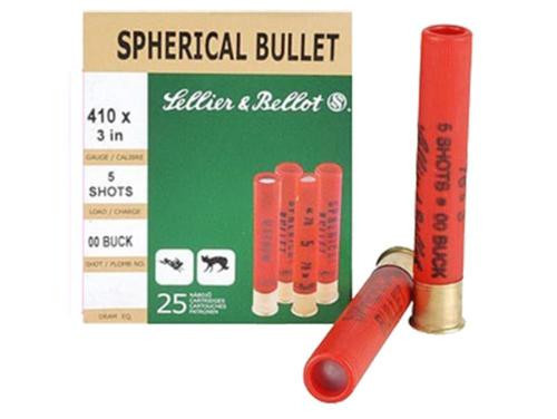 Sellier and Bellot Spherical Bullet .410 3 #00 5 Balls 25Rd/Box