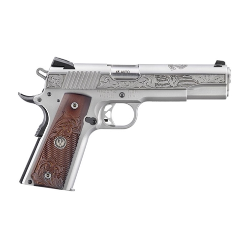 dRUGER 75TH ANNIVERSARY SR1911 5" 45ACP STS CUSTOM ENGRVED & WOOD GRIP 6765