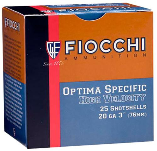 Fiocchi High Velocity Shotshells 20 Ga, 3", 1-1/4oz, 4 Shot, 25rd/Box