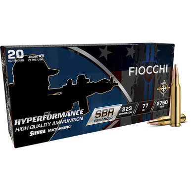 Fiocchi 223SBRD Hyperformance 223Rem 77gr Hollow Point Boat Tail 20 Per Box/10 Case