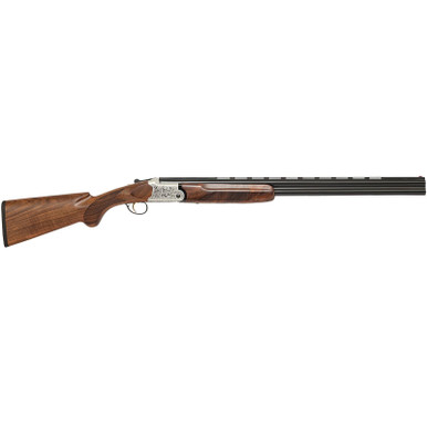 Chiappa Firearms 930378 202AE 12 Gauge Break Open 3" 2 28" Black Chrome Lined Vent Rib Barrel, Nickel-Plated Engraved Aluminum Receiver, Fixed Walnut Stock