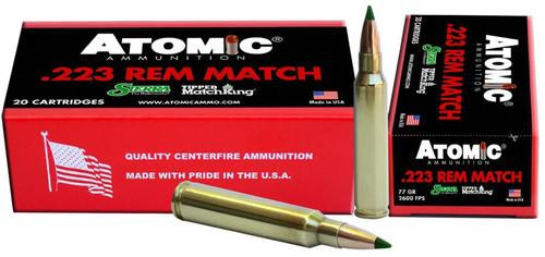 Atomic Match 223 Rem/5.56 NATO 77 gr, Tipped MatchKing 20rd Box