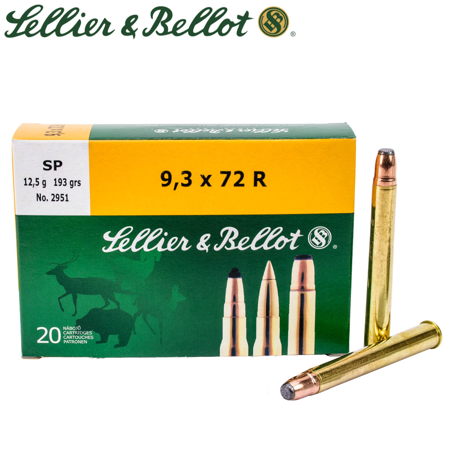 Sellier & Bellot 9.3x72R 193gr SP, 20 Round Box Ammunition