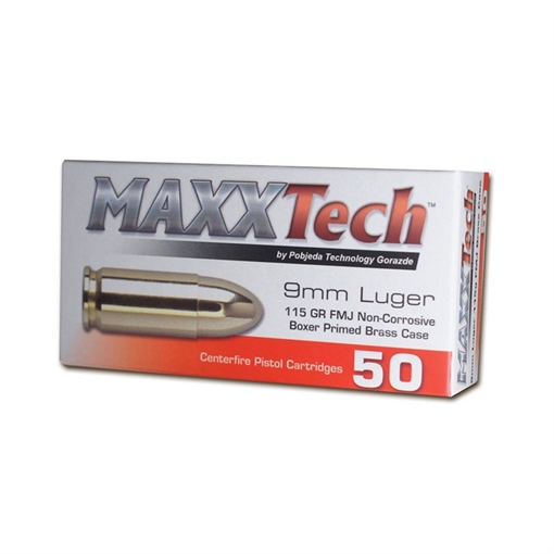 Maxx Tech 9MM LUGER 115GR FMJ 50/BOX PTGB9MMB