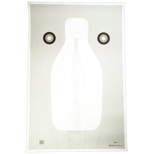 Action Target FBI Q Target w/ Vital Anatomy V2, Training Target, Black, White, and Gray, 23" x 35", 100 Per Box