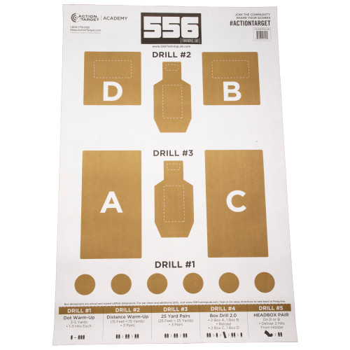 Action Target 556 Training Lab Target, Brown and White, 100 Per Box