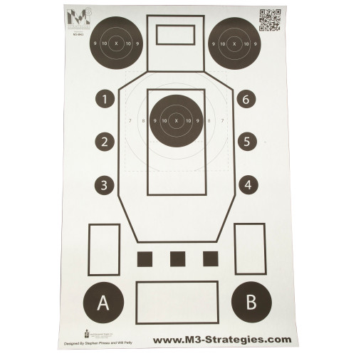 Action Target M3 Strategies Multi-Purpose V3, Training Target, Black and White, 23" x 35", 100 Per Box