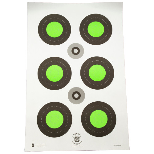 Action Target Trident Concepts Fluorescent Green Bull's-Eye Target, Green and Black, 100 Per Box