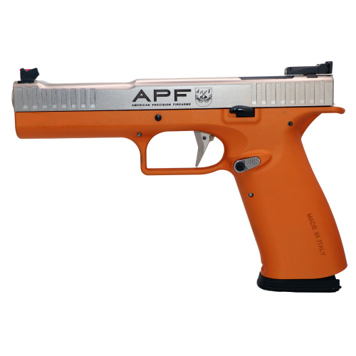 American Precision Firearms Strike One, Ergal Pro 9mm, 5" Barrel, Matte Orange, Stainless Slide, Fiber Optic, Adj Rear, 10rd