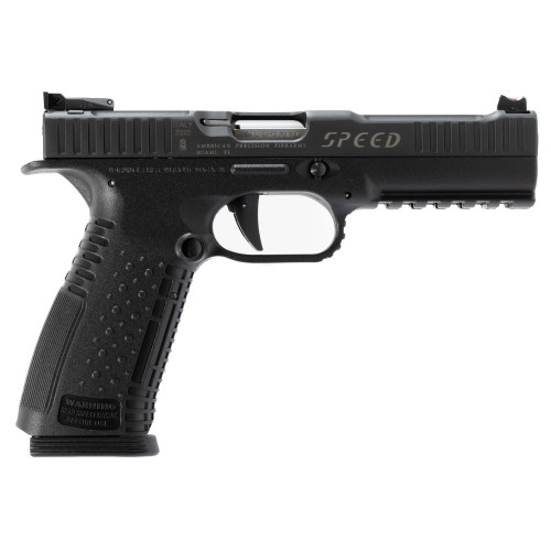 American Precision Strike One Speed 9mm, 5" Barrel, Black, Fiber Optic Sight, 10rd