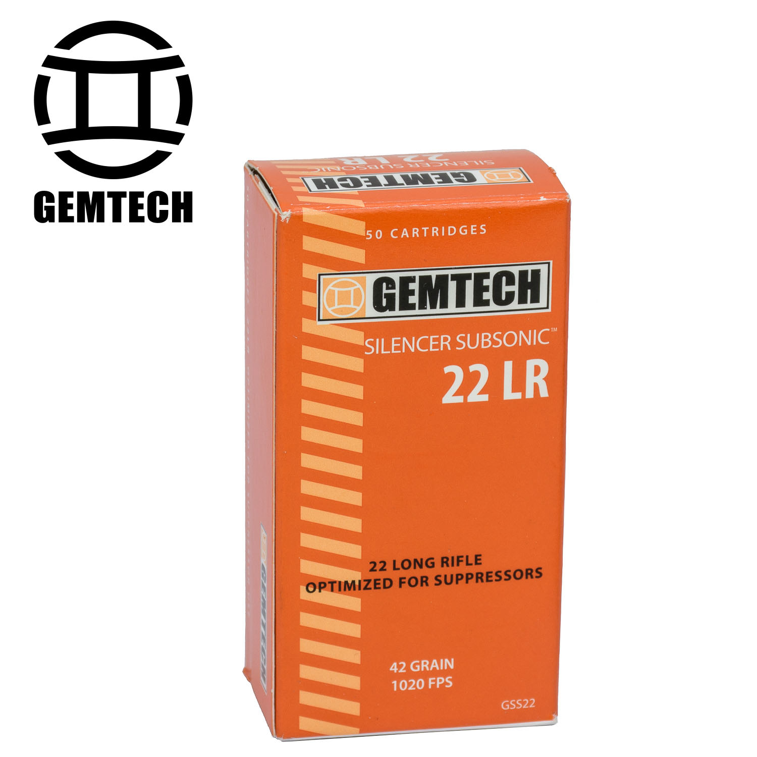 GEMTECH .22 LR Silencer Subsonic 42gr. Round Nose Ammunition, 50 Round Box