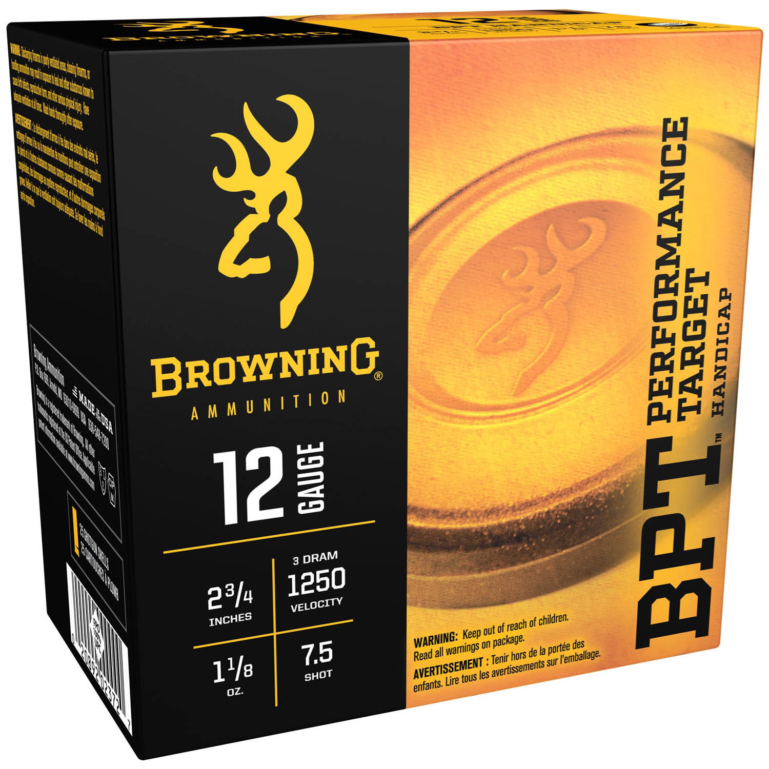Browning Target BPT 12ga. 2-3/4" Handicap 1-1/8oz. #7.5 Shot, 25 Round Box