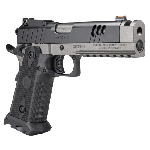 Girsan Witness 2311 MatchX 9mm, 5" Barrel, Integrated Compensator, CerakoteTungsten Frame, Black Slide, Optic Ready, 17rd-20rd Mags, Cooler