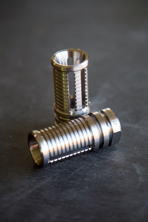 V7 Weapon Systems 5.56 Titanium Flash Hider V-Grooved Satin Finish