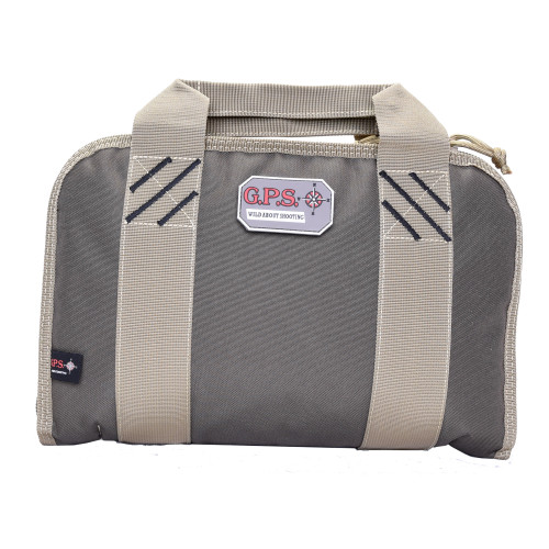 G Outdoors GPS-1310PCRK Quad Pistol Range Bag with Visual ID Storage System, Side Pockets, Mag Storage Pocket & Rifle Green with Khaki Trim Finish Holds Up To 4 Handguns Includes Ammo Dump Cups