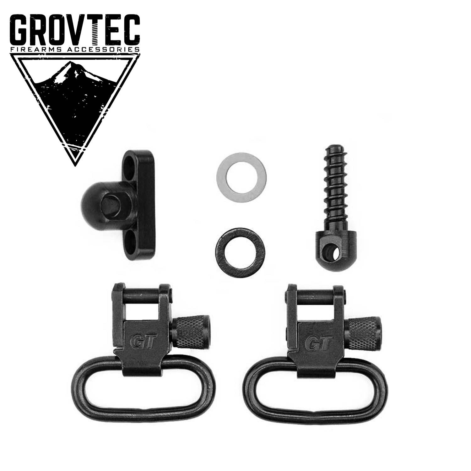 GrovTec Side by Side Shotgun Locking Swivel Set, 1" Loops, Black