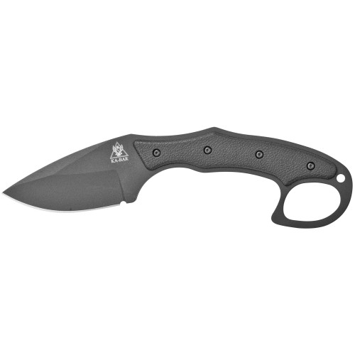 KA-BAR Knives TDI Pocket Strike, Fixed Blade, 3.188" Blade Length, 7.75" Overall Length, Matte Finish, Black, Plain Edge, Drop Point, AUS 8, Black Nylon/Fiberglass Handle, Nylon Pocket Sheath